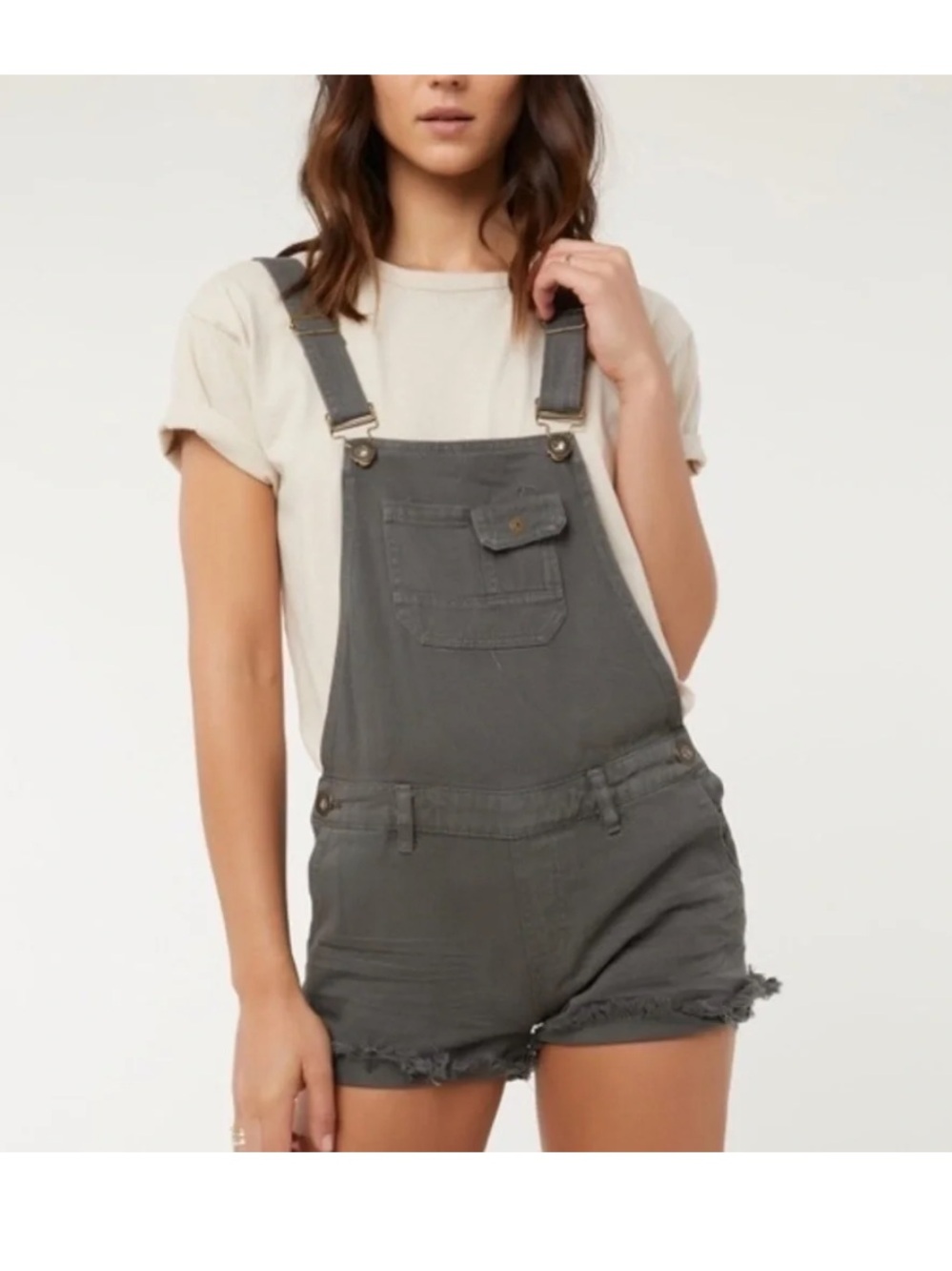 O'Neill Gray Short Denim Overalls